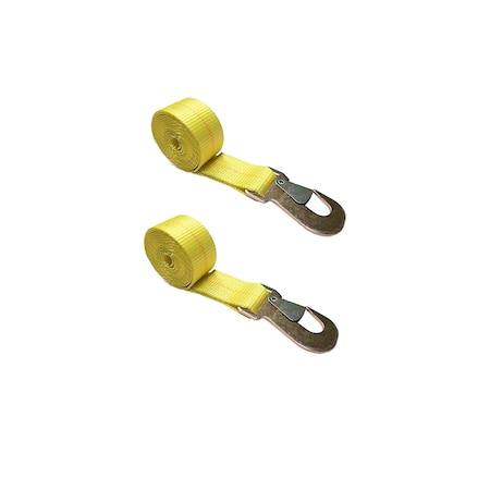 Tie 4 Safe 2" x 10' Wheel Lasso Lift Strap w/ Flat Snap Hook Tow Dolly Yellow, 2PK TWS21-2510-M3-Y-C-2